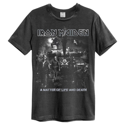 Black - Front - Amplified Unisex Adult Life Or Death Iron Maiden Vintage T-Shirt