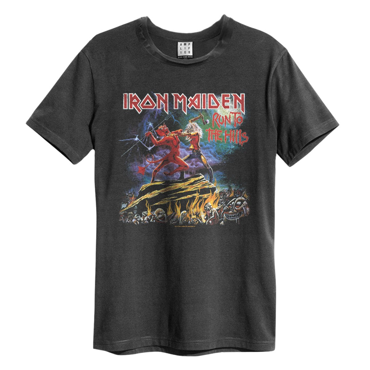 Charcoal - Front - Amplified Unisex Adult Run To The Hills Iron Maiden Vintage T-Shirt