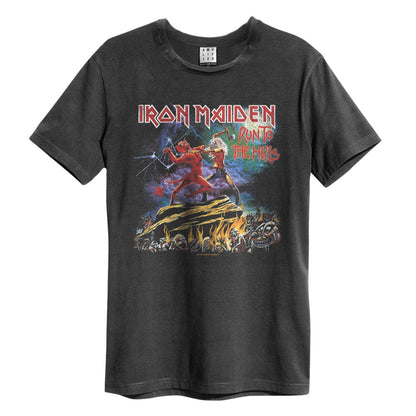 Charcoal - Front - Amplified Unisex Adult Run To The Hills Iron Maiden Vintage T-Shirt