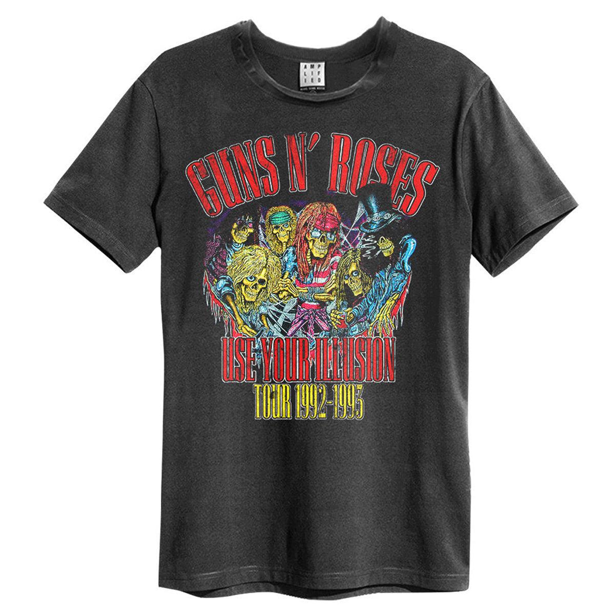 Charcoal - Front - Amplified Unisex Adult Use Your Illusion 92-93 Guns N Roses Vintage T-Shirt