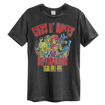 Charcoal - Front - Amplified Unisex Adult Use Your Illusion 92-93 Guns N Roses Vintage T-Shirt