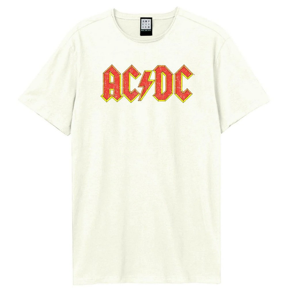 White - Front - Amplified Unisex Adult AC-DC Vintage Logo T-Shirt