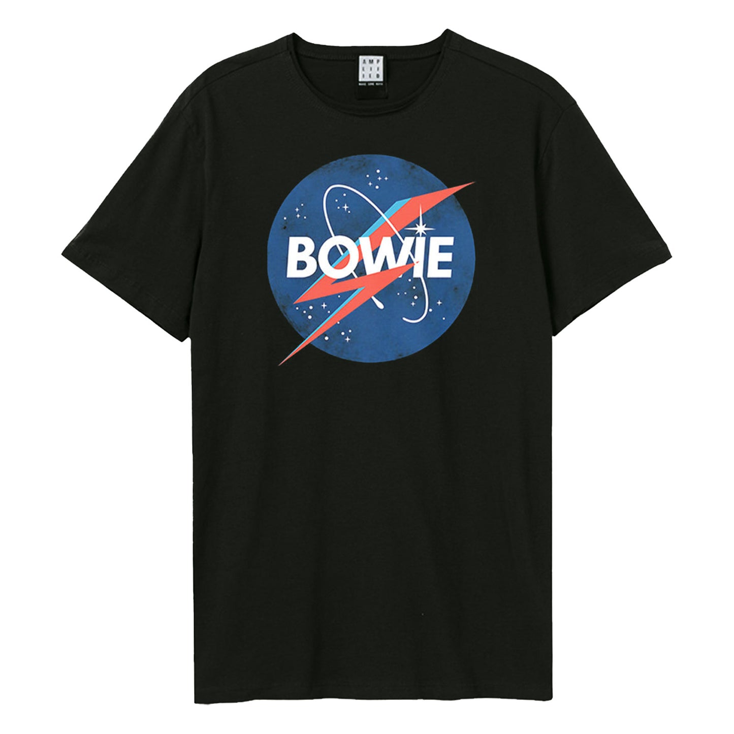 Black - Front - Amplified Unisex Adult The Moon David Bowie Vintage T-Shirt