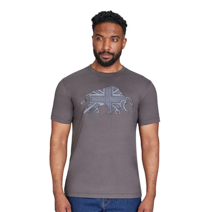 Slate - Side - Raging Bull Mens Union Jack Logo T-Shirt