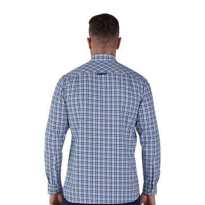 Sky Blue - Back - Raging Bull Mens Gingham Brushed Cotton Long-Sleeved Shirt