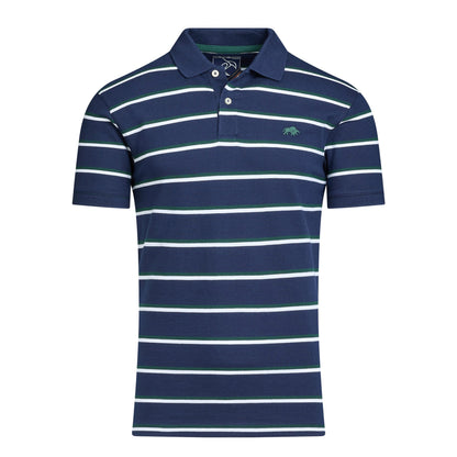 Navy - Front - Raging Bull Mens Triple Stripe Pique Polo Shirt