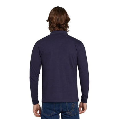 Navy - Back - Raging Bull Mens Jersey Classic Long-Sleeved Polo Shirt