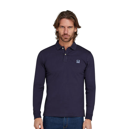 Navy - Side - Raging Bull Mens Jersey Classic Long-Sleeved Polo Shirt