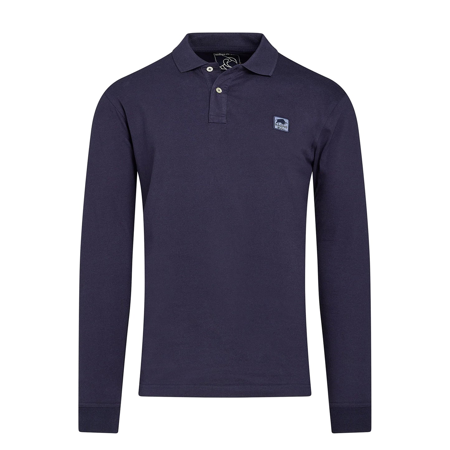 Navy - Front - Raging Bull Mens Jersey Classic Long-Sleeved Polo Shirt