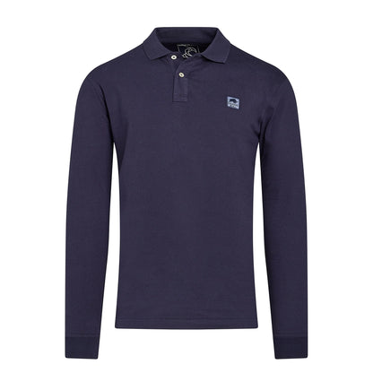 Navy - Front - Raging Bull Mens Jersey Classic Long-Sleeved Polo Shirt