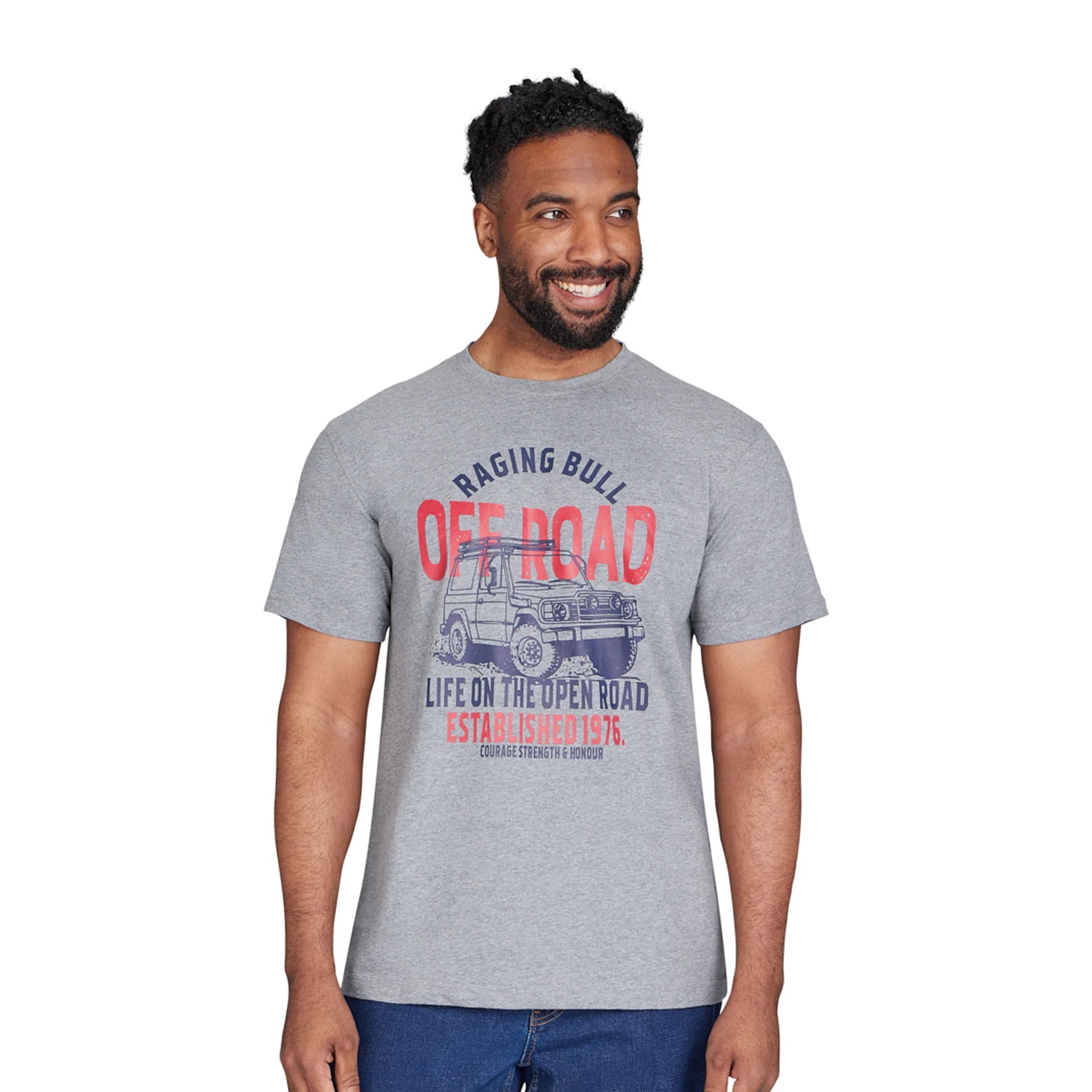 Grey Marl - Side - Raging Bull Mens Off Road T-Shirt