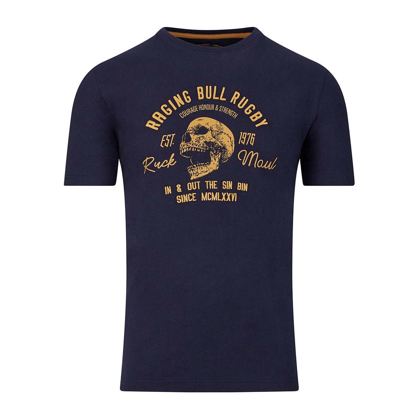 Navy - Front - Raging Bull Mens Skull T-Shirt
