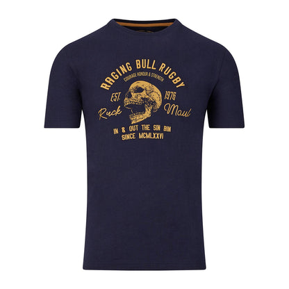 Navy - Front - Raging Bull Mens Skull T-Shirt