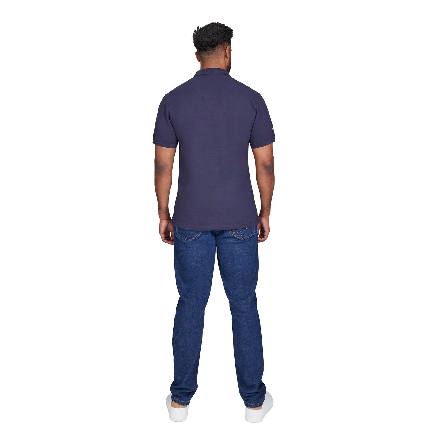 Navy - Back - Raging Bull Mens Pique Cut and Sew Panel Polo Shirt