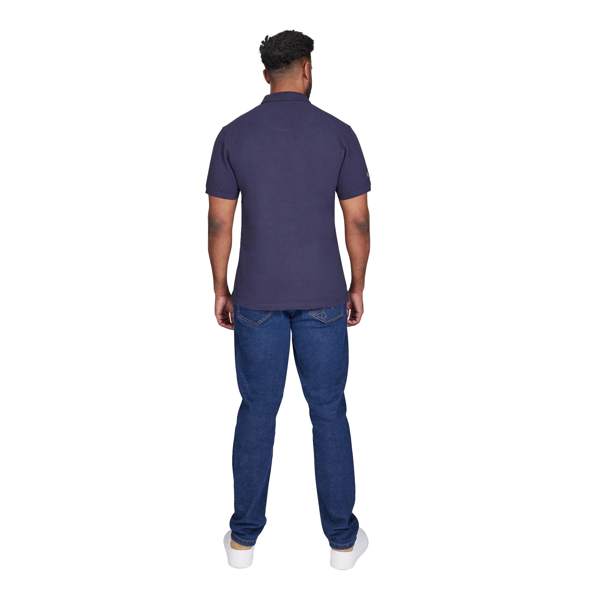Navy - Back - Raging Bull Mens Pique Cut and Sew Panel Polo Shirt