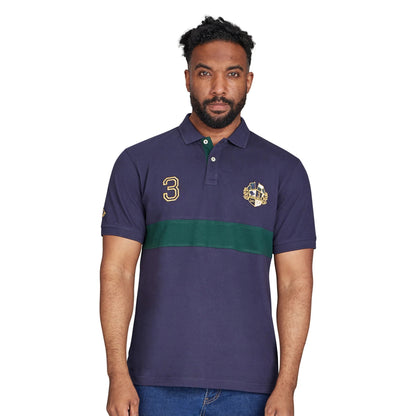 Navy - Side - Raging Bull Mens Pique Cut and Sew Panel Polo Shirt