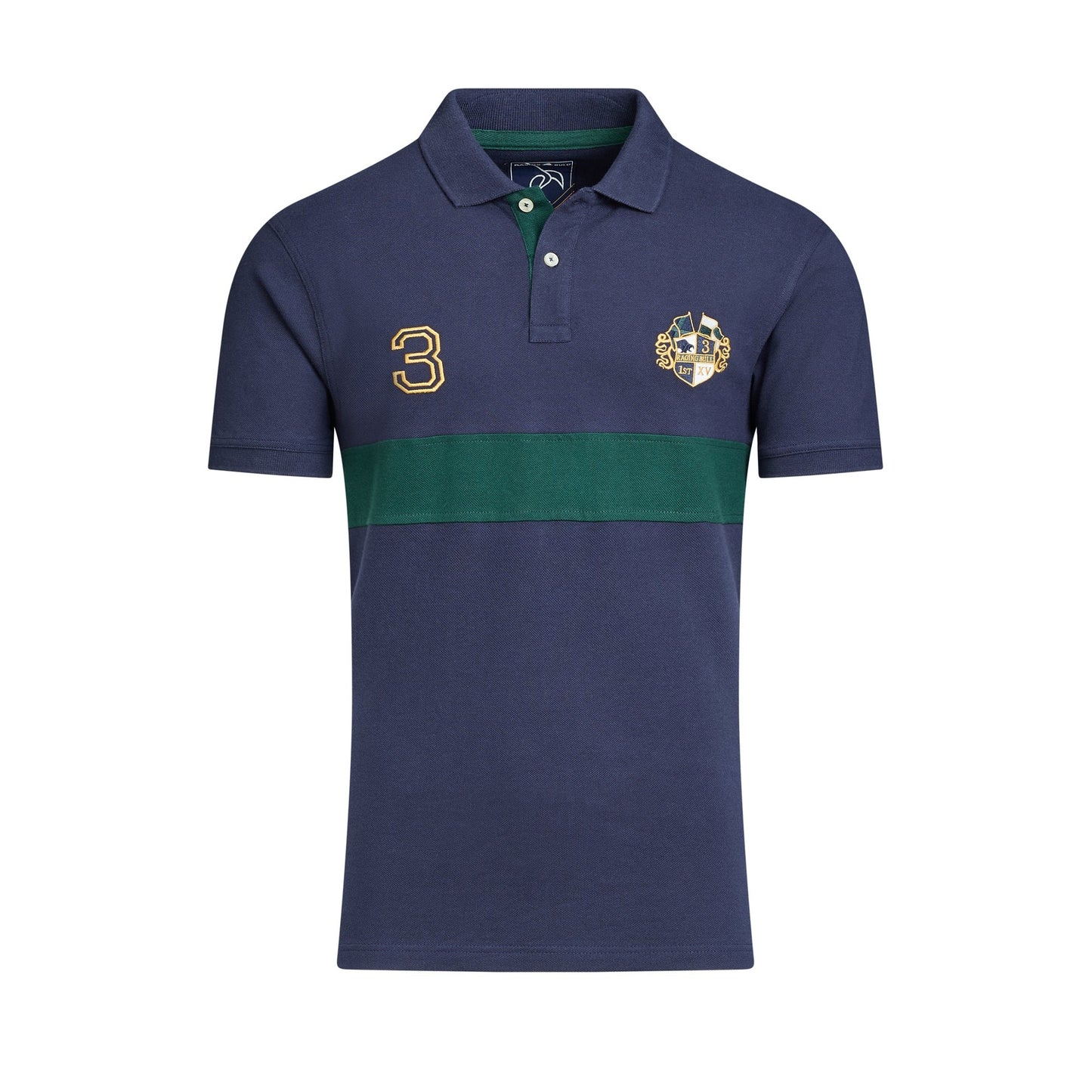 Navy - Front - Raging Bull Mens Pique Cut and Sew Panel Polo Shirt