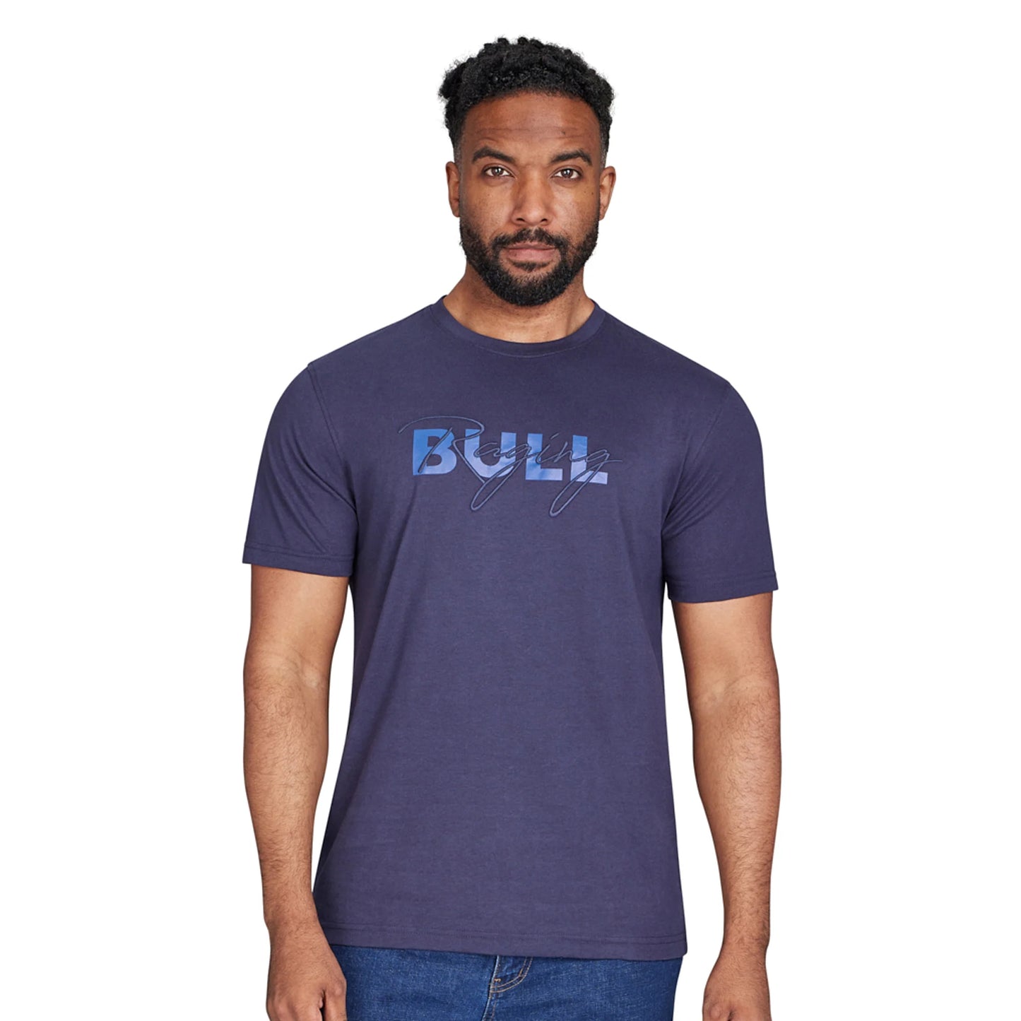 Navy - Side - Raging Bull Mens Script T-Shirt