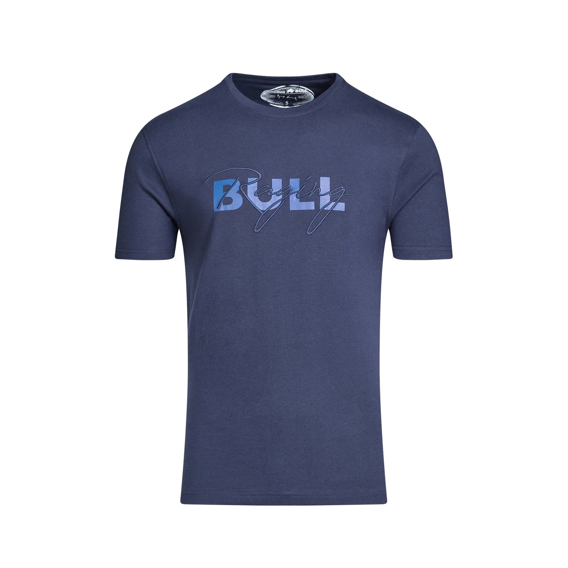 Navy - Front - Raging Bull Mens Script T-Shirt