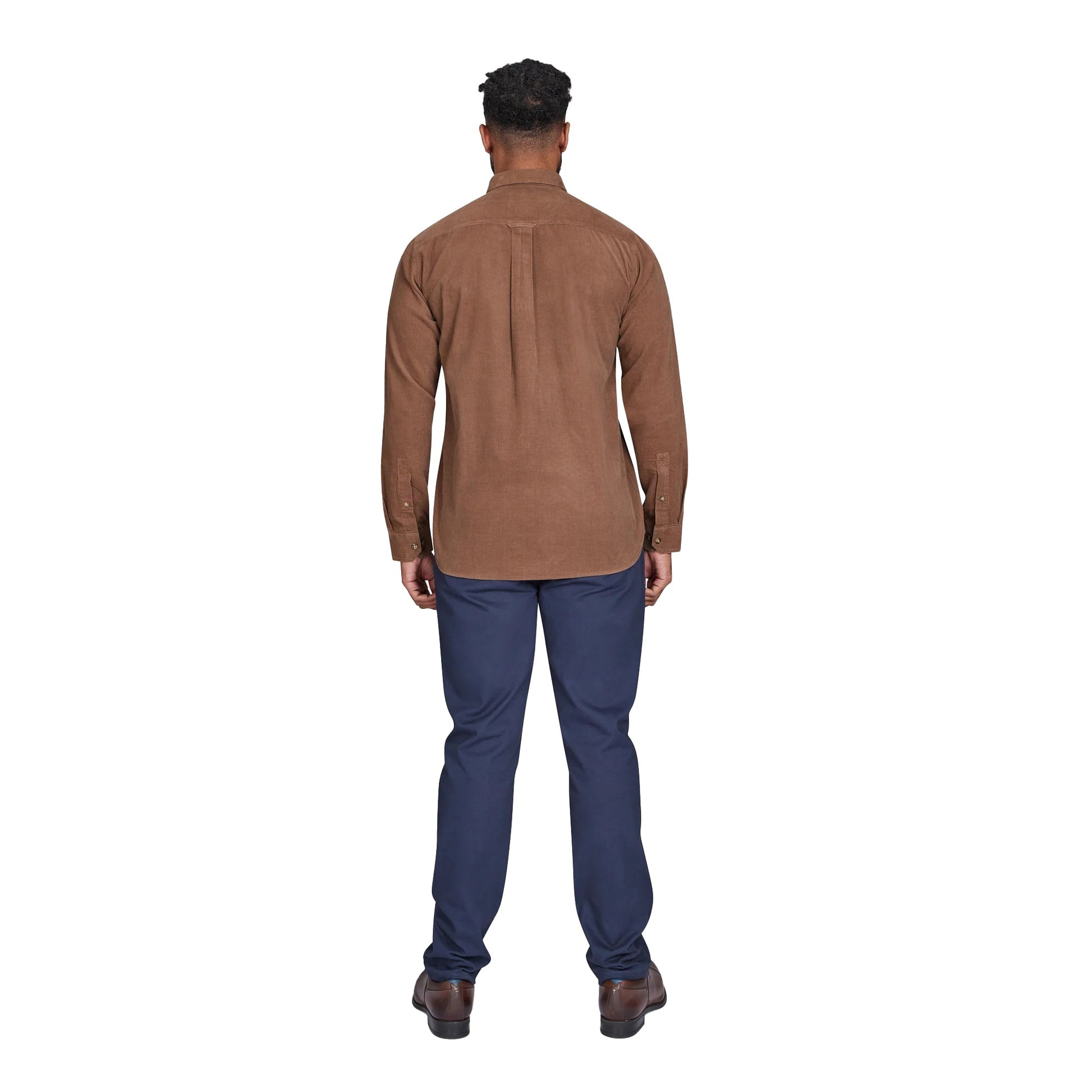 Brown - Back - Raging Bull Mens Corduroy Long-Sleeved Shirt
