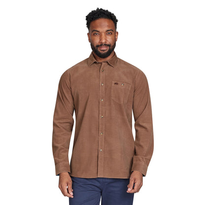 Brown - Side - Raging Bull Mens Corduroy Long-Sleeved Shirt
