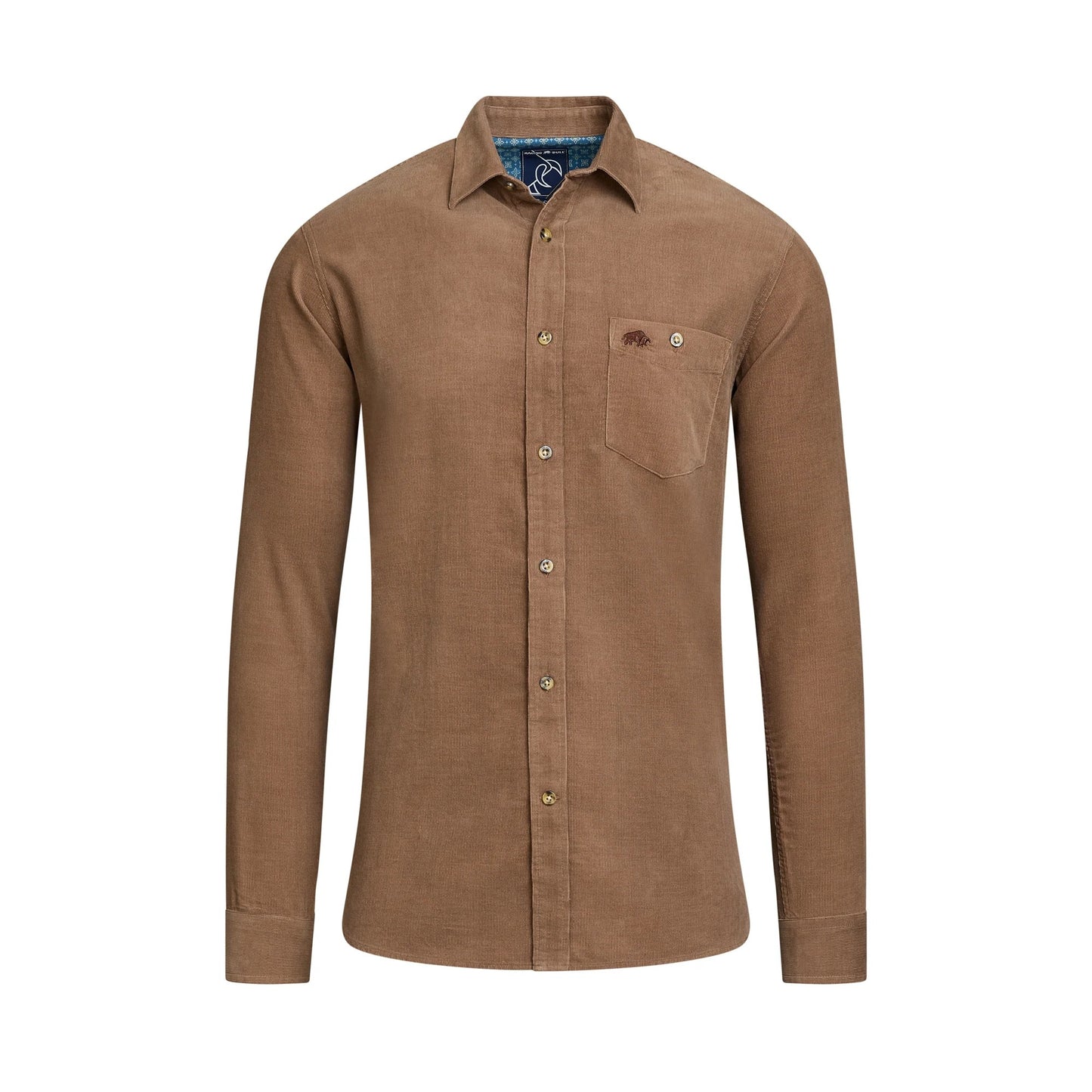 Brown - Front - Raging Bull Mens Corduroy Long-Sleeved Shirt