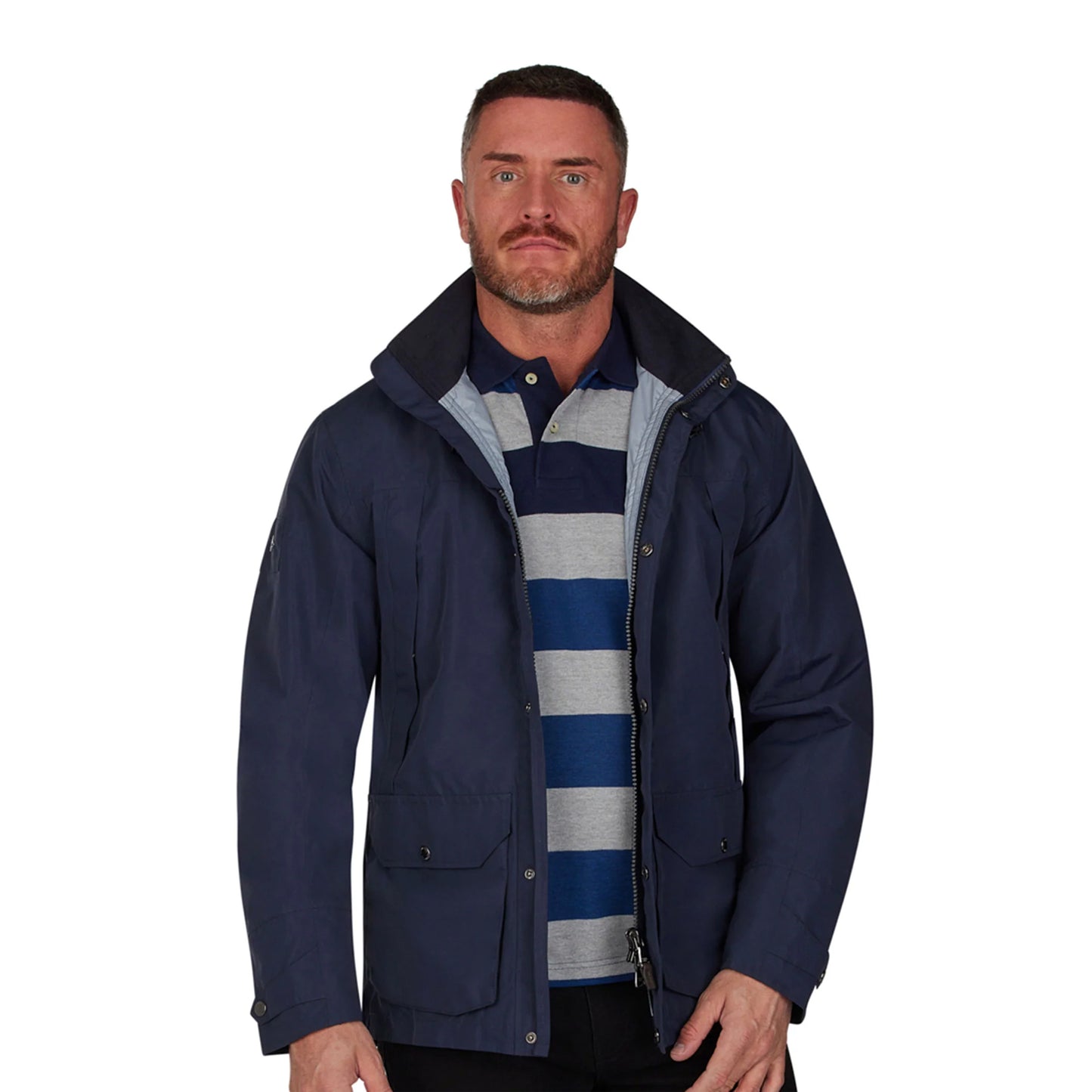 Navy - Side - Raging Bull Mens Waterproof Jacket