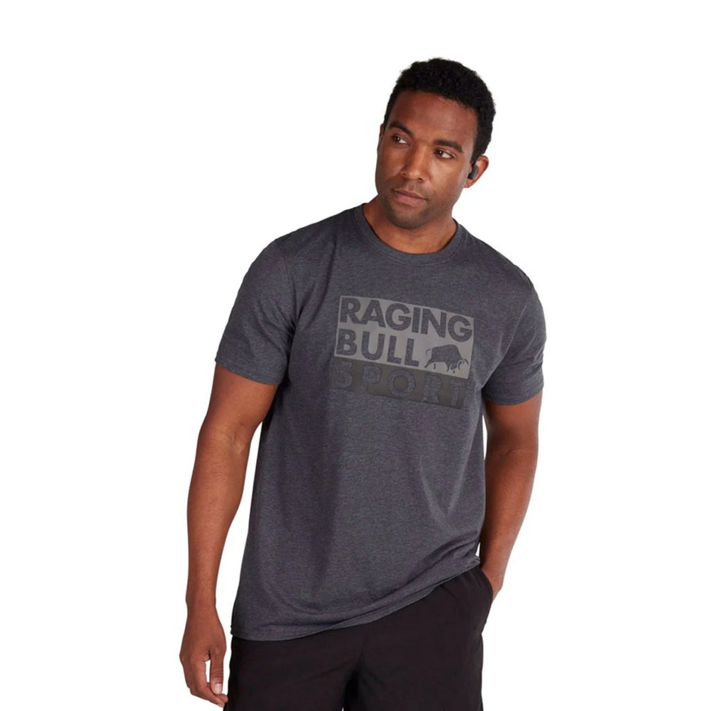 Dark Grey Marl - Back - Raging Bull Mens RB Sport Logo T-Shirt