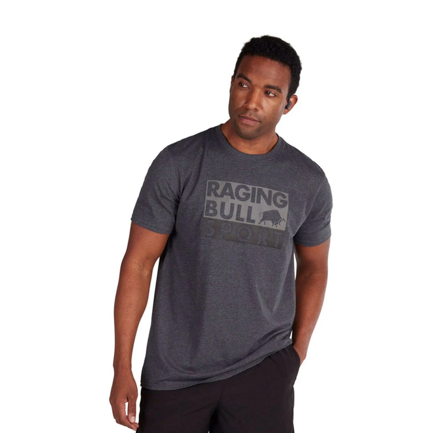 Dark Grey Marl - Back - Raging Bull Mens RB Sport Logo T-Shirt