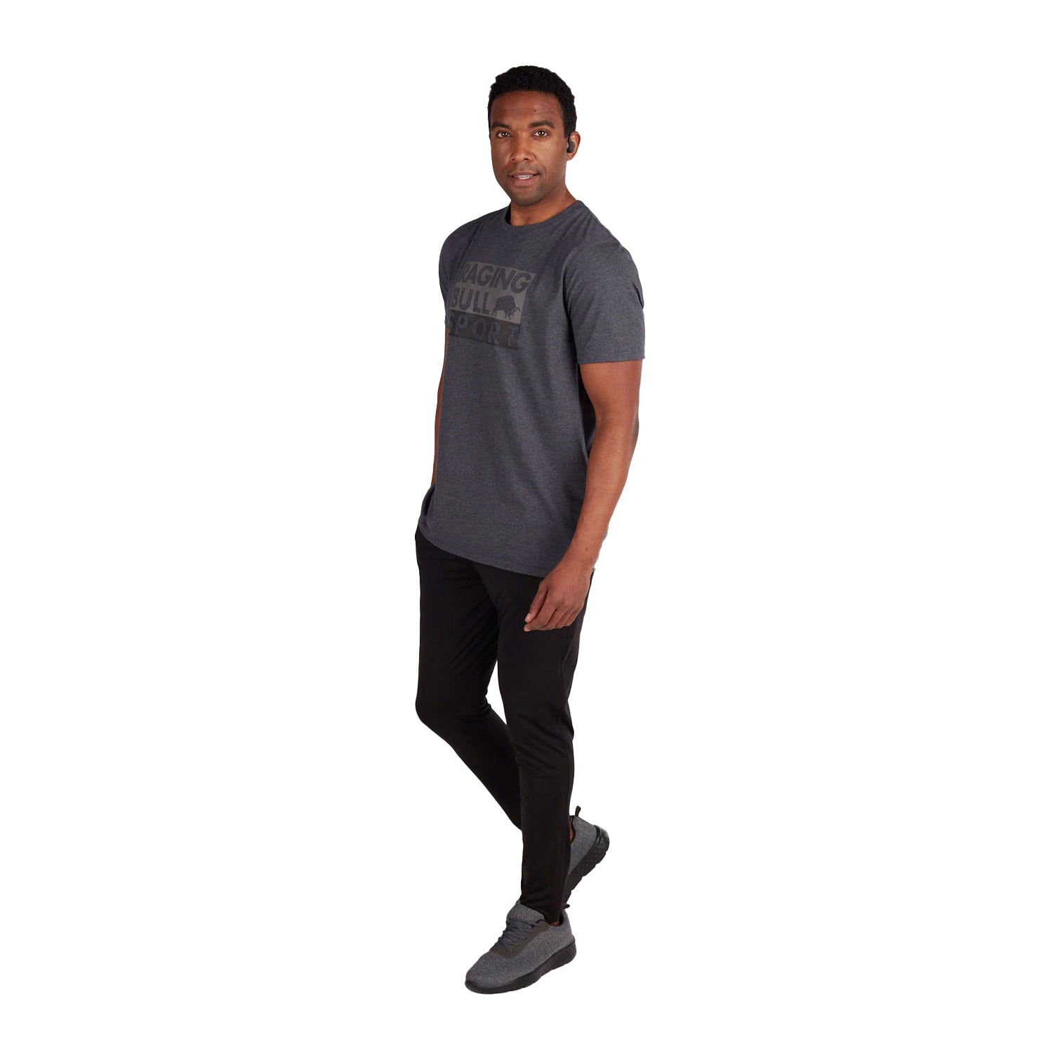 Dark Grey Marl - Side - Raging Bull Mens RB Sport Logo T-Shirt