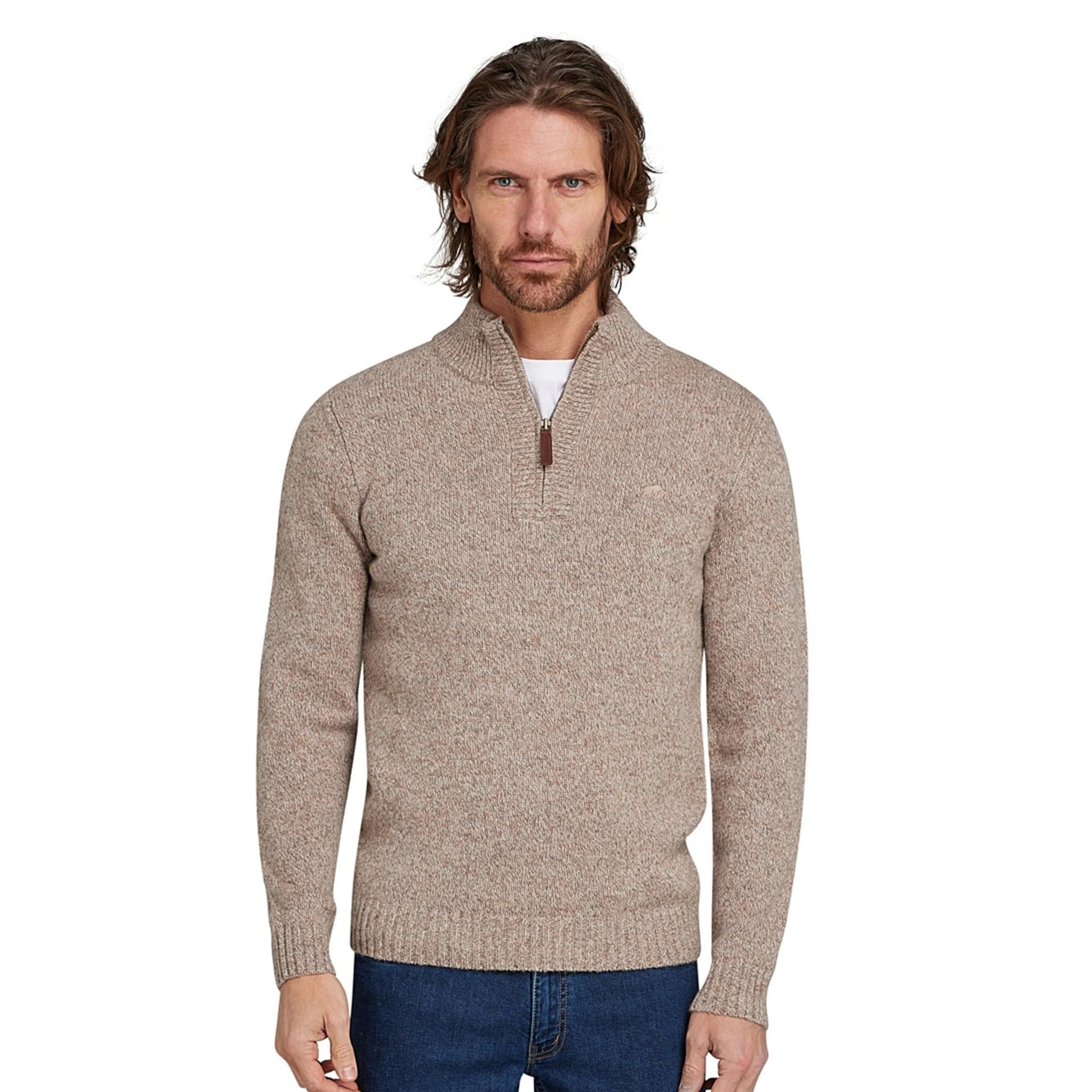 Toast - Side - Raging Bull Mens Flecked Chunky Knit Quarter Zip Jumper