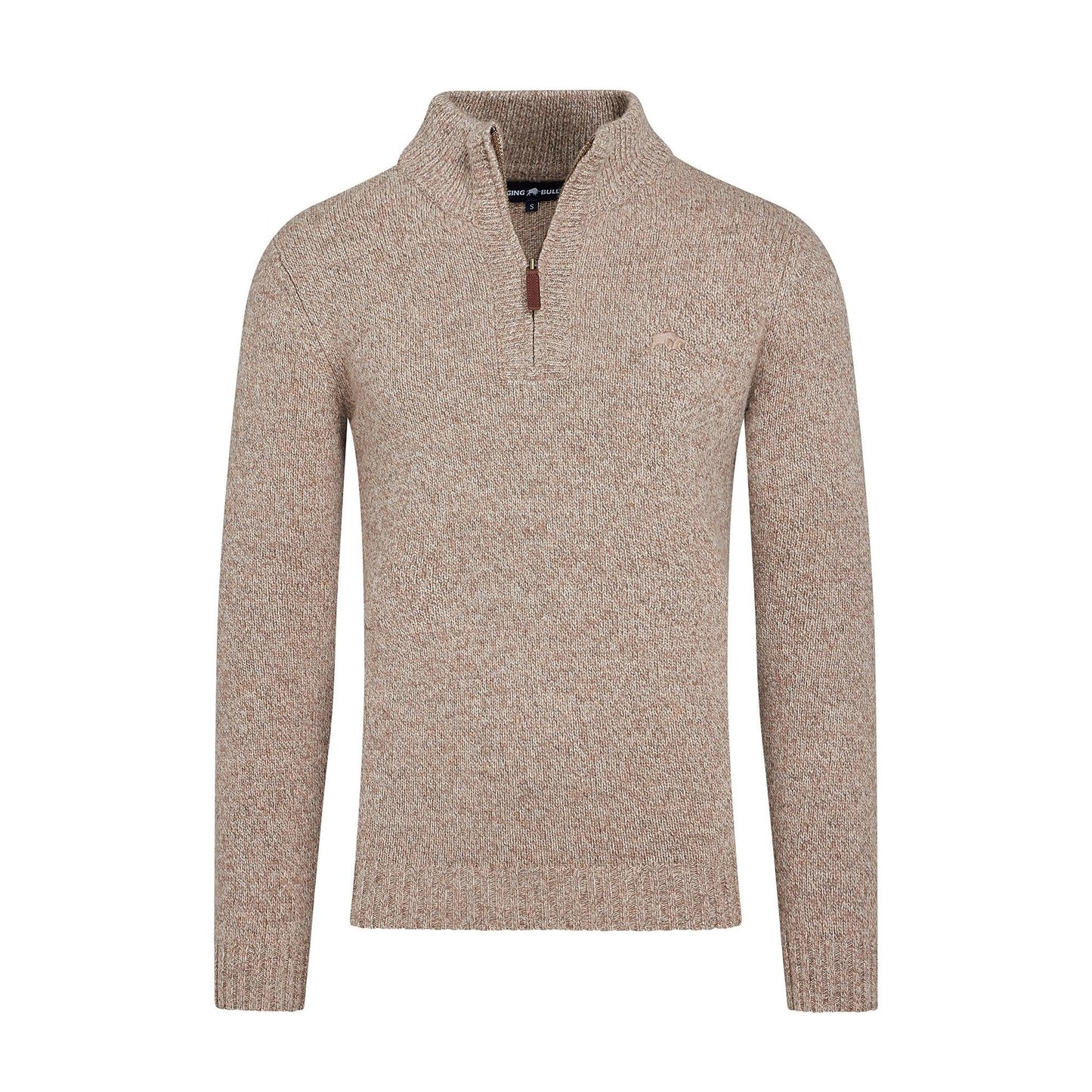 Toast - Front - Raging Bull Mens Flecked Chunky Knit Quarter Zip Jumper