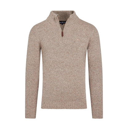 Toast - Front - Raging Bull Mens Flecked Chunky Knit Quarter Zip Jumper
