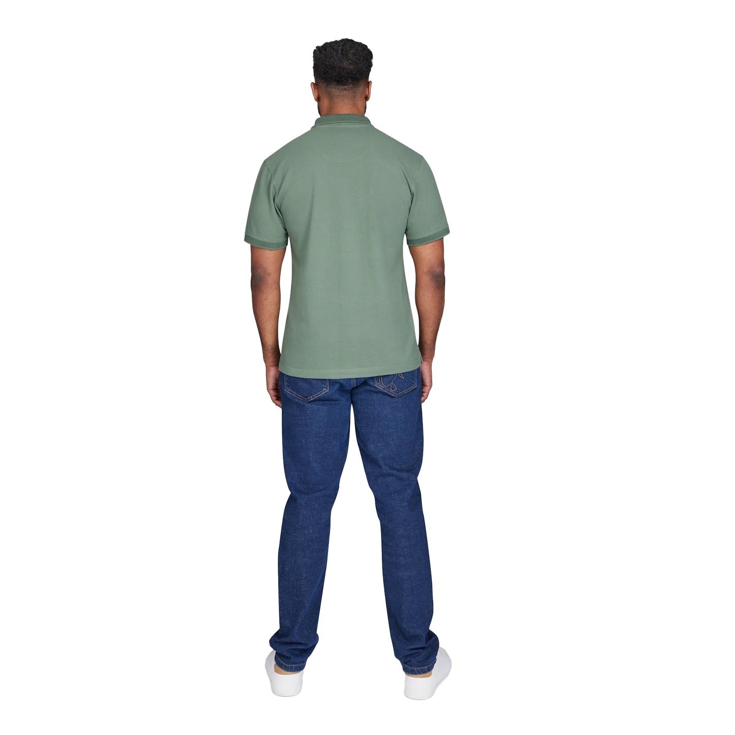 Khaki Green - Back - Raging Bull Mens Tonal Pique Embroidered Polo Shirt