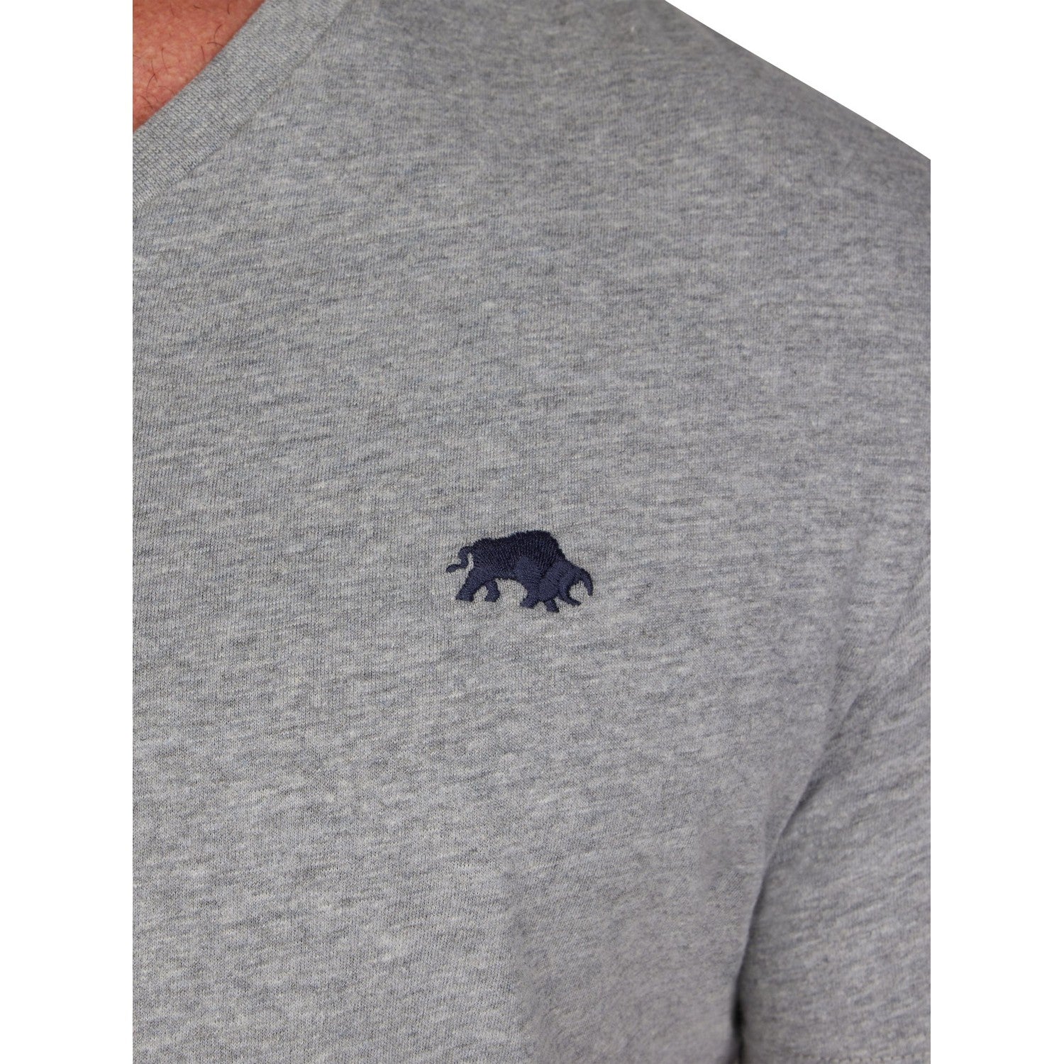 Grey Marl - Side - Raging Bull Mens Organic V Neck Classic T-Shirt