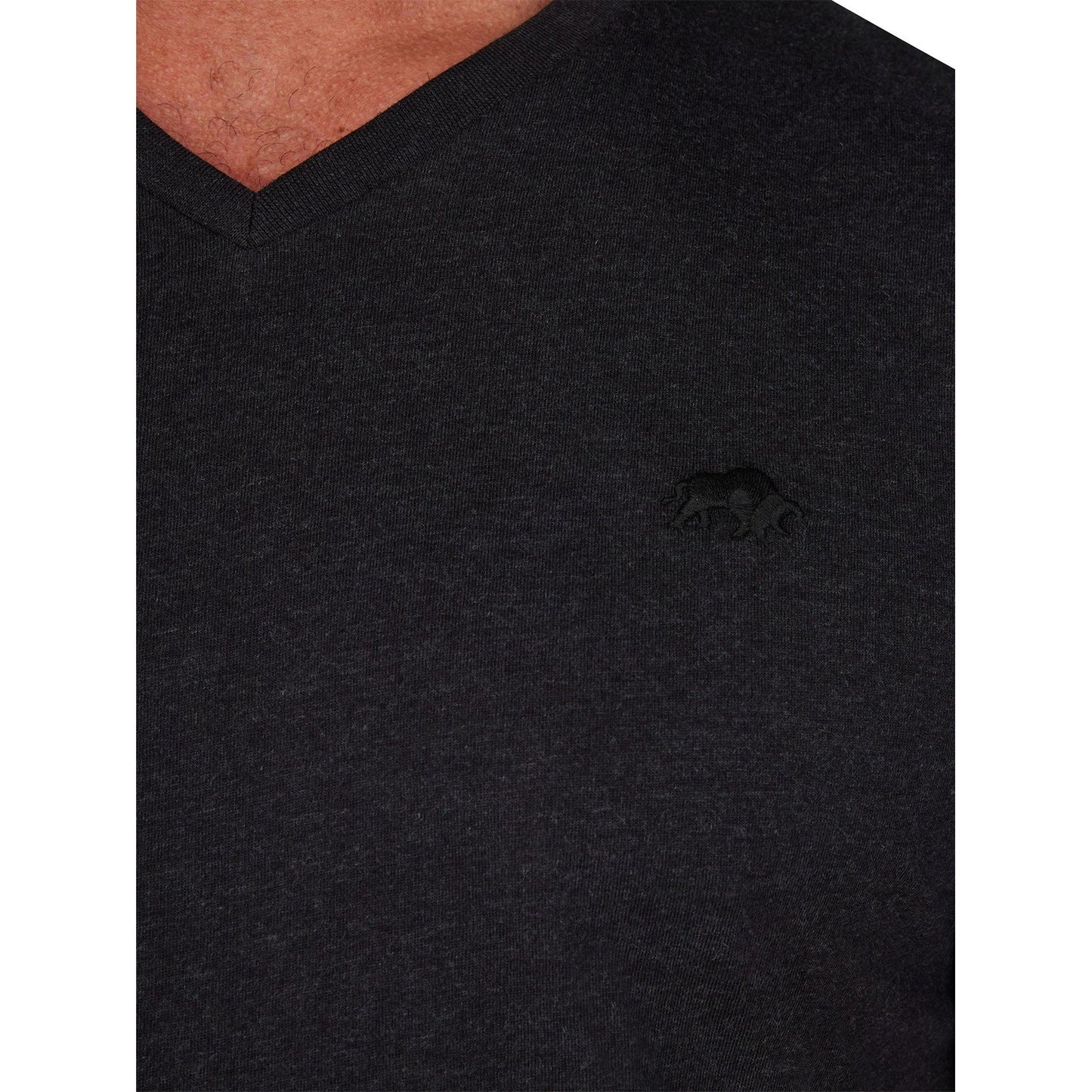 Black - Side - Raging Bull Mens Organic V Neck Classic T-Shirt