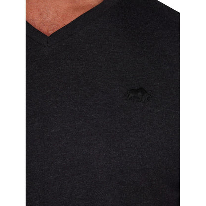 Black - Side - Raging Bull Mens Organic V Neck Classic T-Shirt