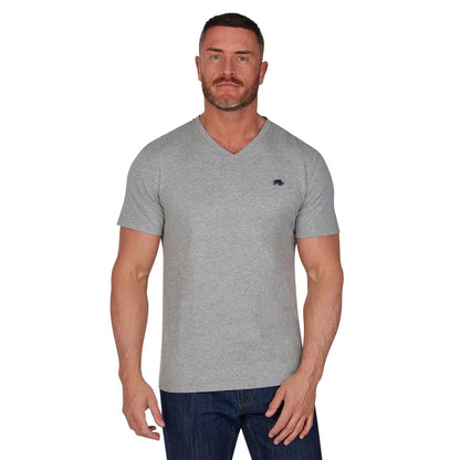 Grey Marl - Front - Raging Bull Mens Organic V Neck Classic T-Shirt