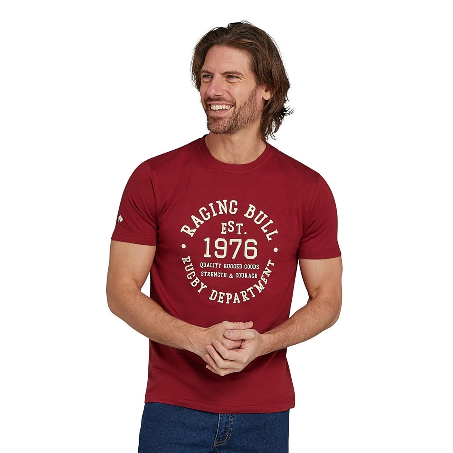 Claret - Pack Shot - Raging Bull Mens Rugby Department T-Shirt