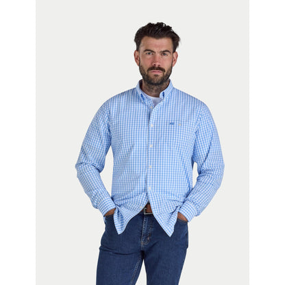 Sky Blue - Front - Raging Bull Mens Gingham Classic Long-Sleeved Shirt