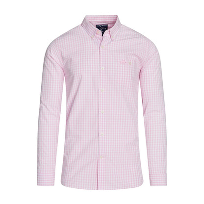 Pink - Front - Raging Bull Mens Gingham Classic Long-Sleeved Shirt