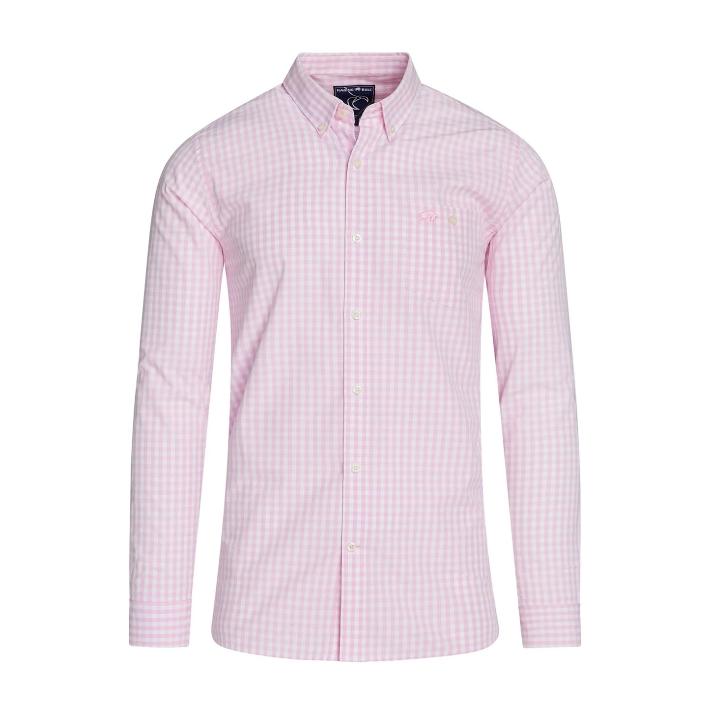 Pink - Front - Raging Bull Mens Gingham Classic Long-Sleeved Shirt