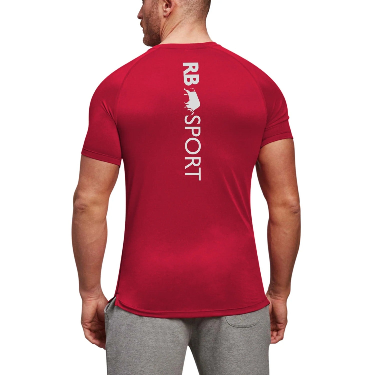 Red - Side - Raging Bull Mens Back Print Performance T-Shirt