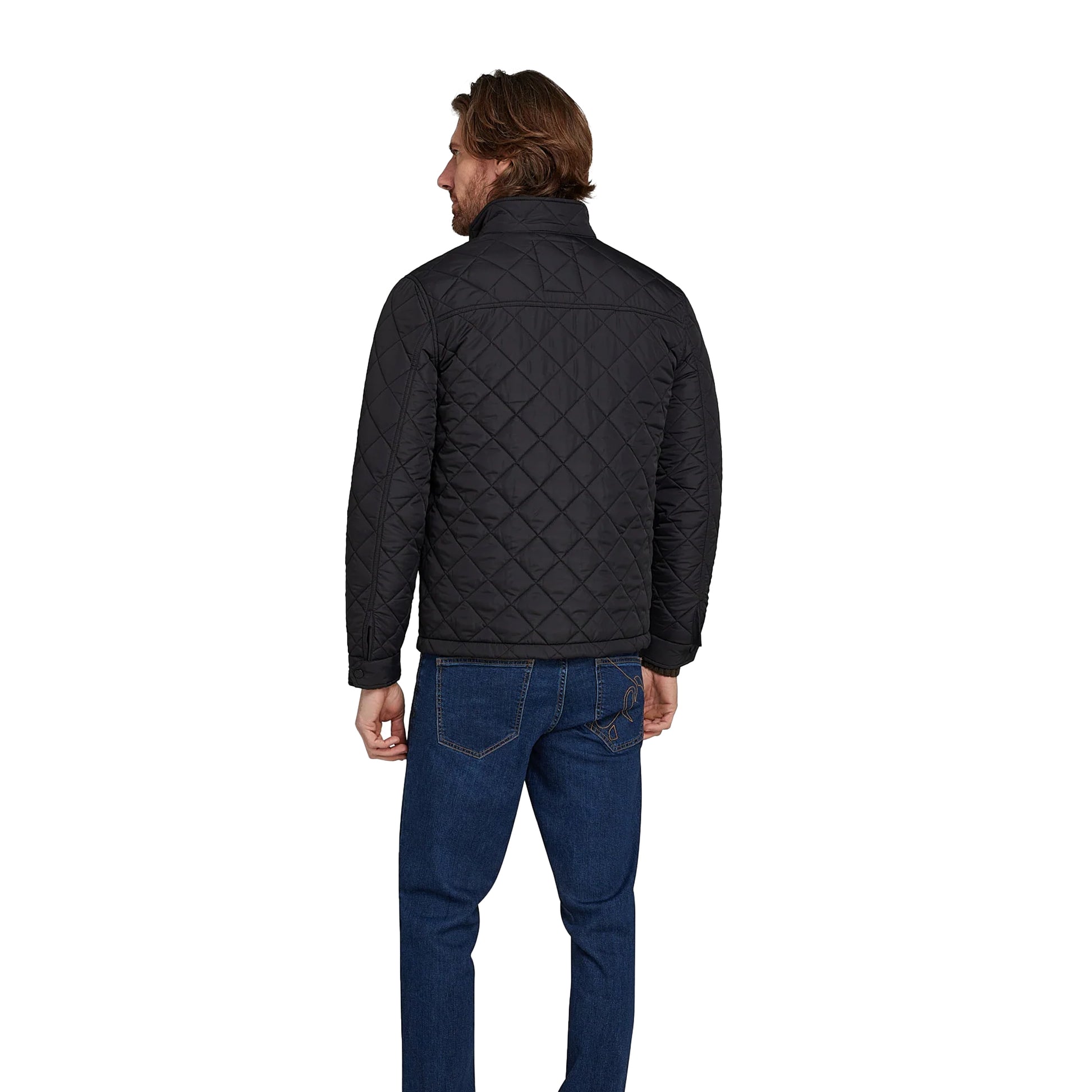 Black - Back - Raging Bull Mens Quilted Lightweight Harrington Padded Jacket