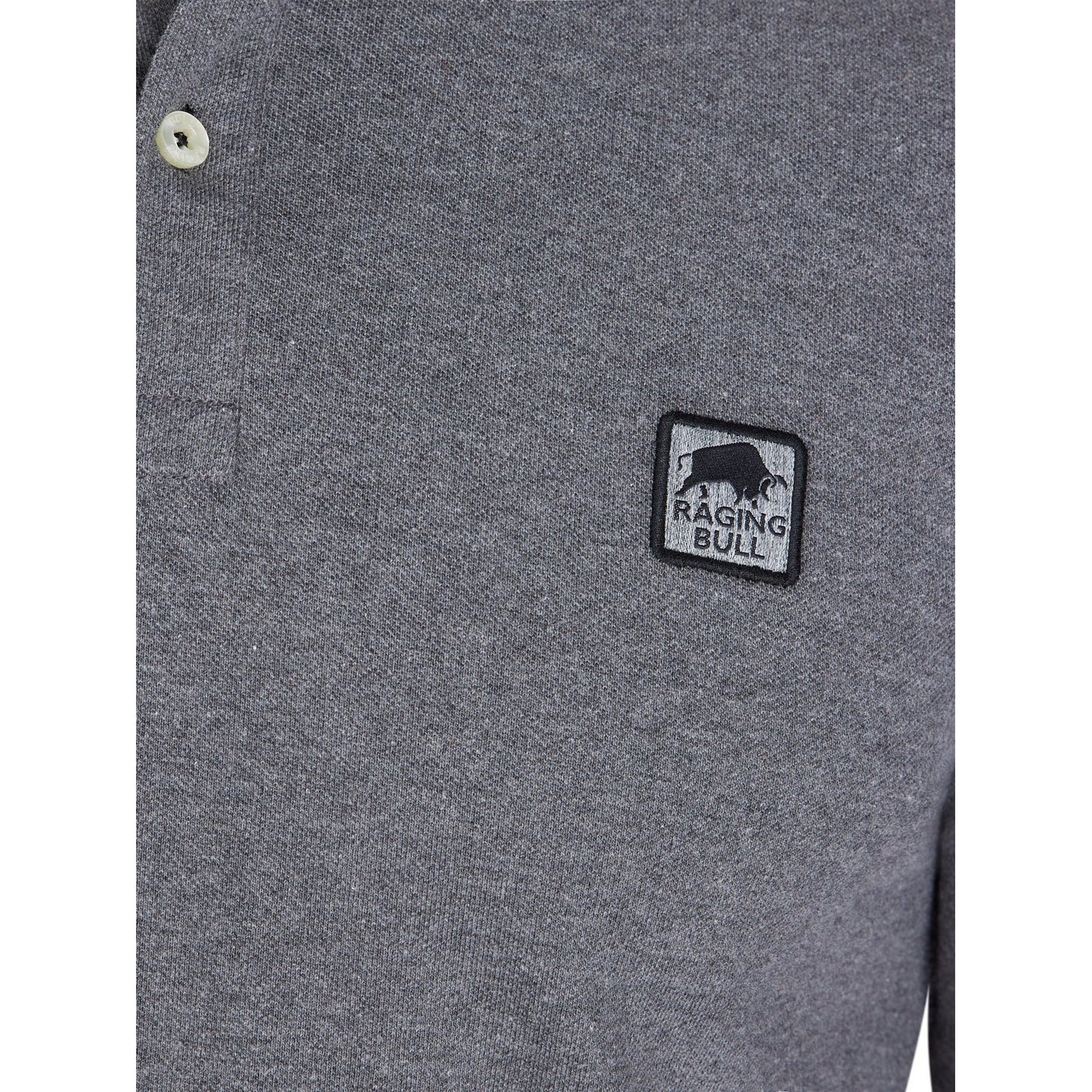Charcoal - Back - Raging Bull Mens Classic Patch Pique Long-Sleeved Polo Shirt
