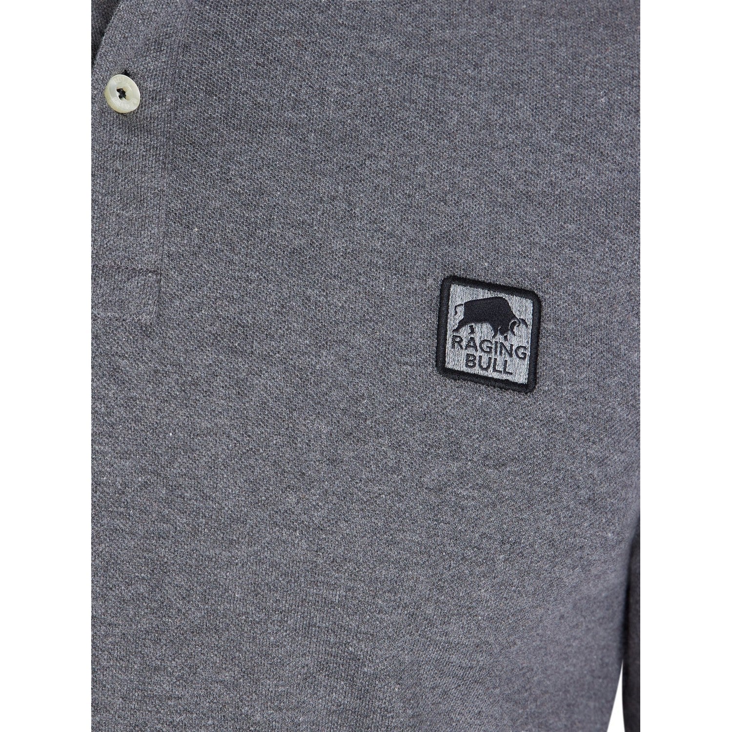 Charcoal - Back - Raging Bull Mens Classic Patch Pique Long-Sleeved Polo Shirt