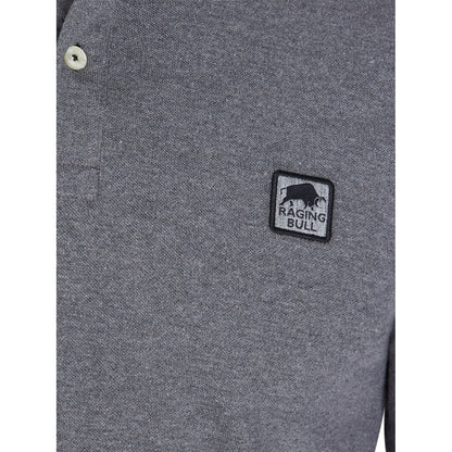 Charcoal - Back - Raging Bull Mens Classic Patch Pique Long-Sleeved Polo Shirt