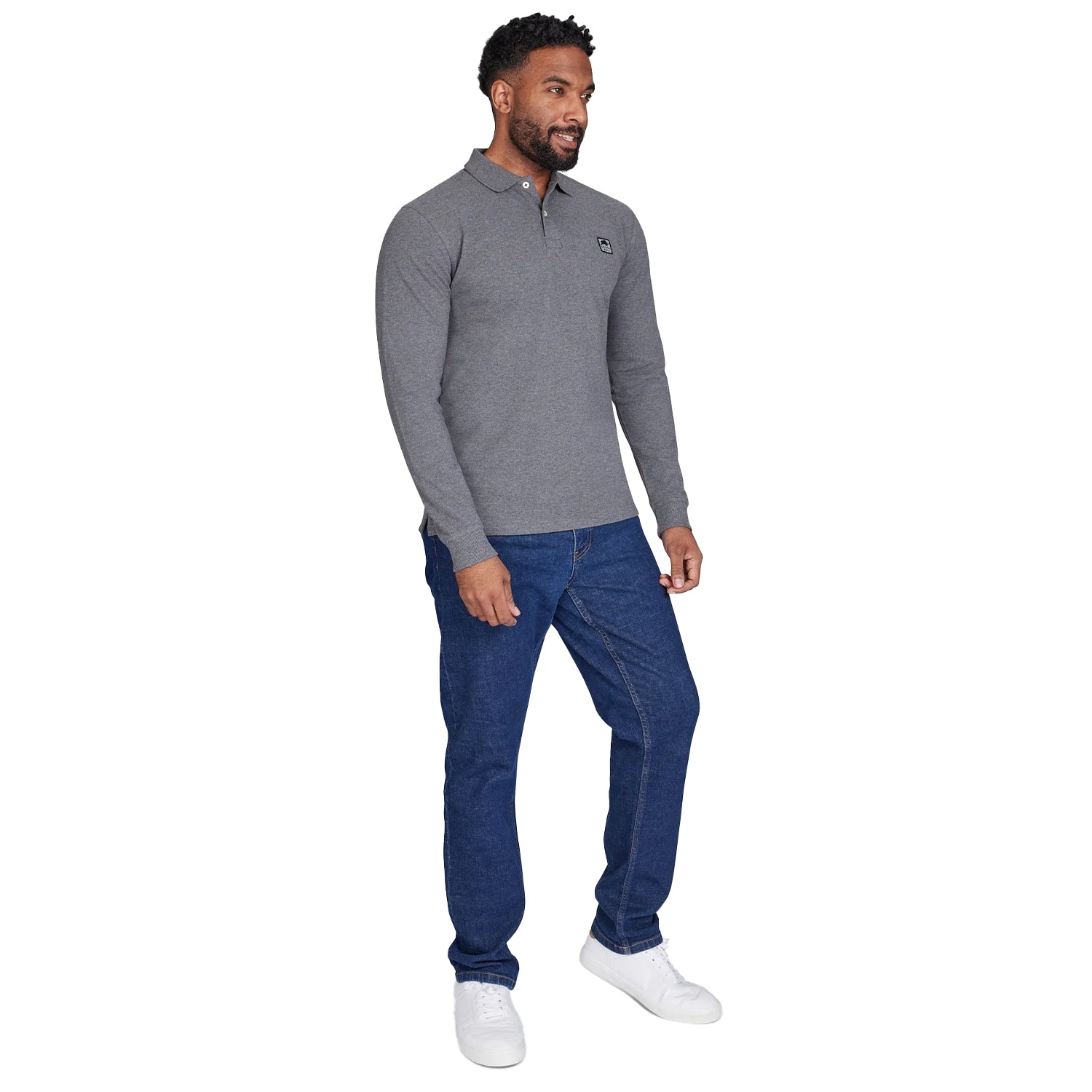 Charcoal - Lifestyle - Raging Bull Mens Classic Patch Pique Long-Sleeved Polo Shirt