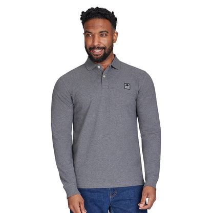 Charcoal - Front - Raging Bull Mens Classic Patch Pique Long-Sleeved Polo Shirt
