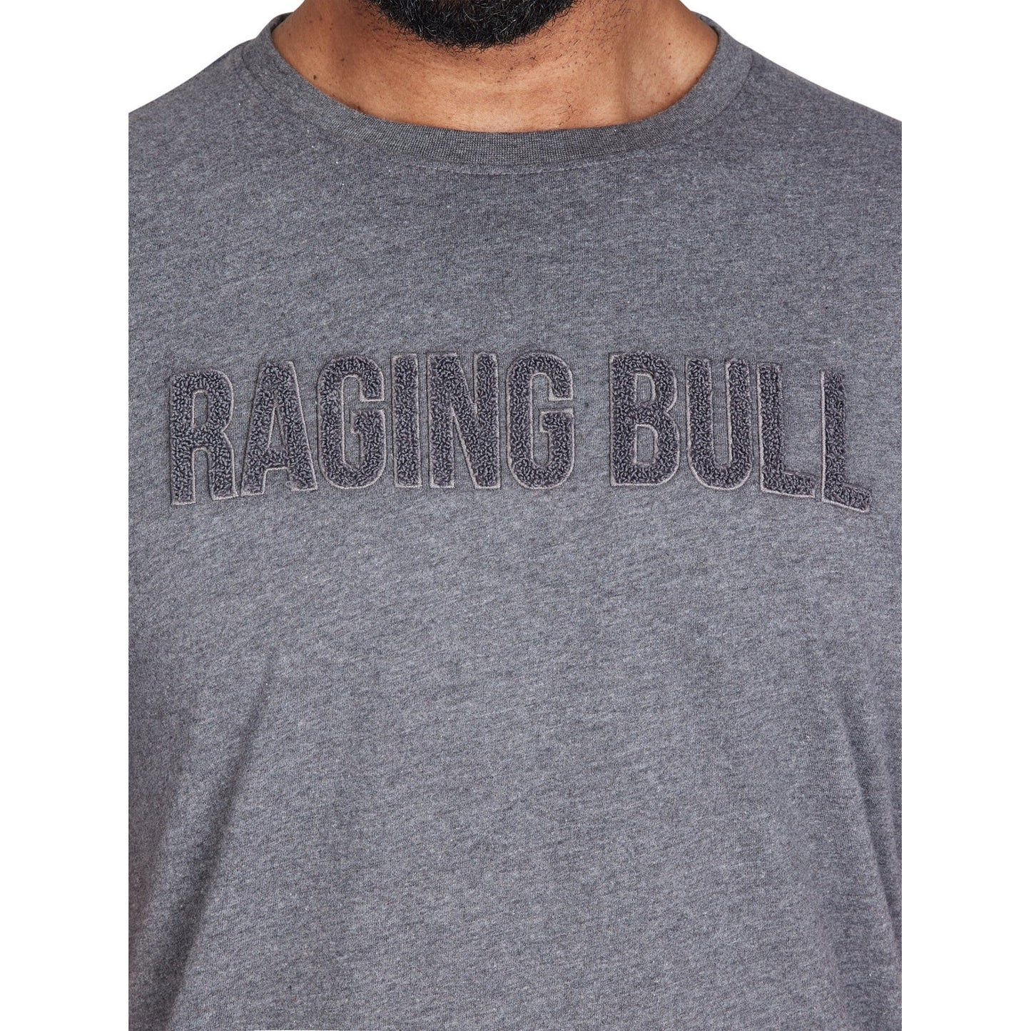 Charcoal - Side - Raging Bull Mens Logo Bouclé T-Shirt